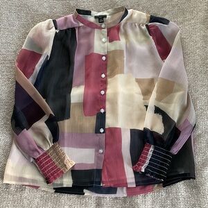 NWT Ann Taylor Factory Multicolor Geometric Blouse